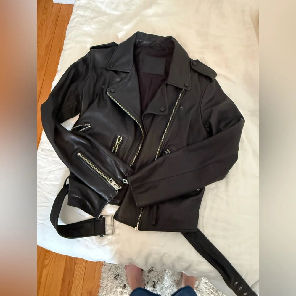 All Saints Balfern Black Leather Jacket - Picture 7 of 8
